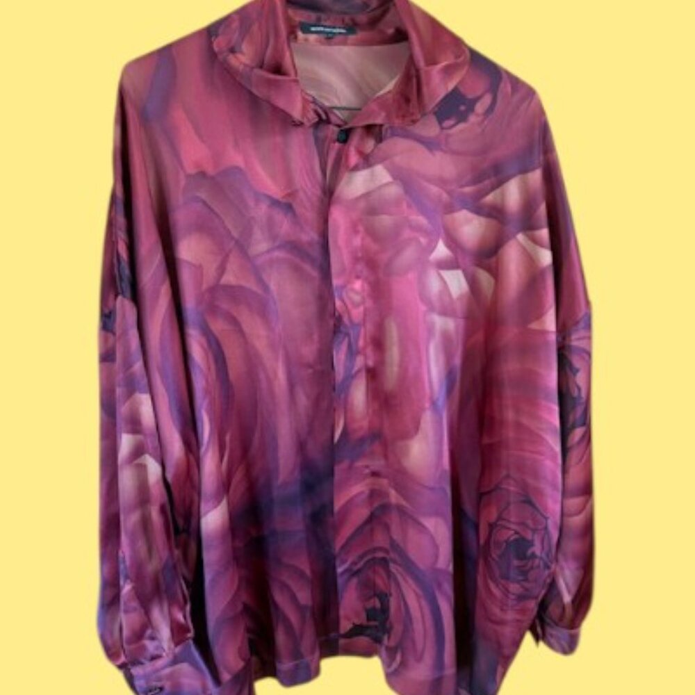 Eskandar 100% Silk Wide button Down Blouse - Picture 2 of 6